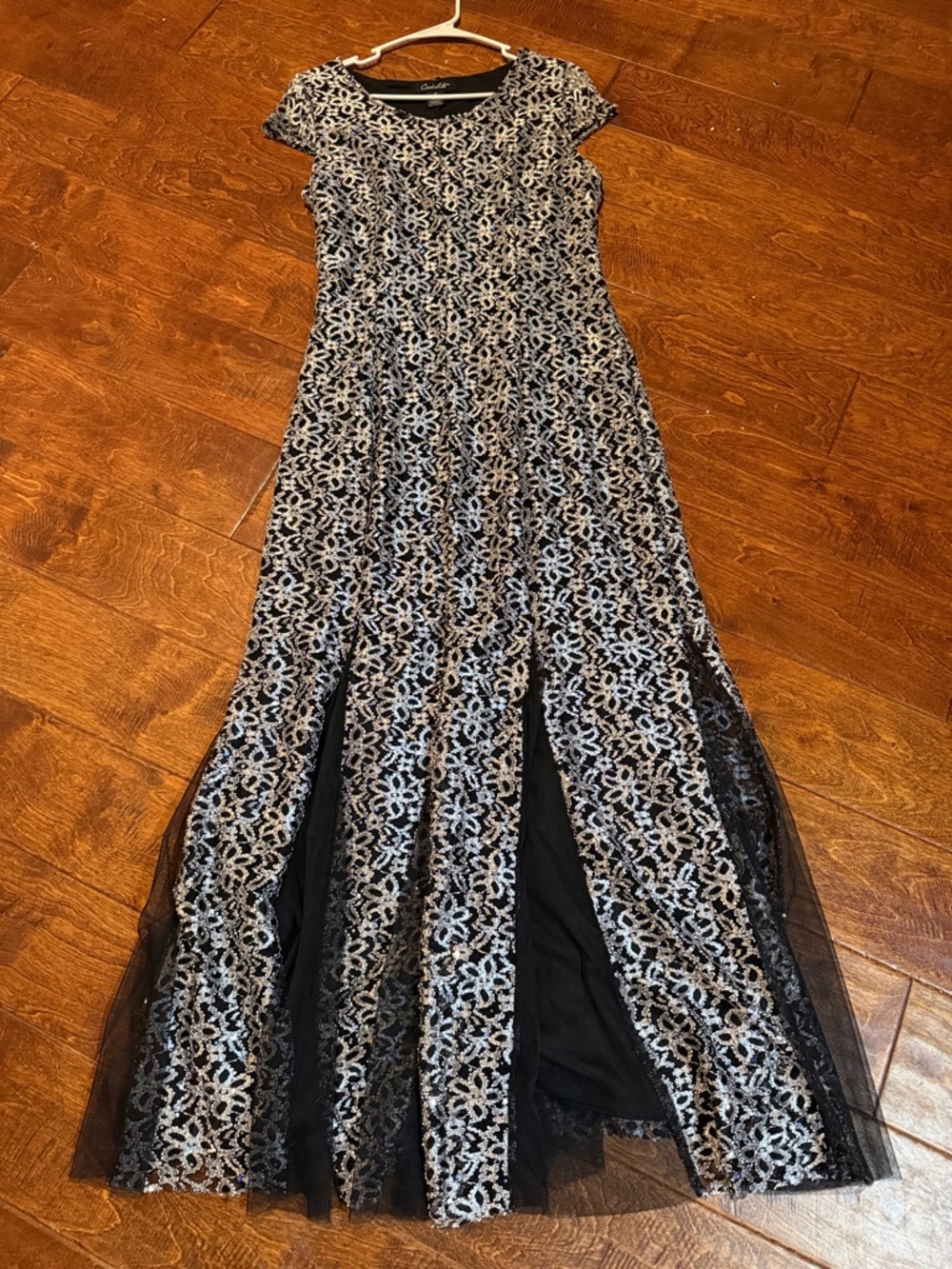 Candie's Black and Silver Lace Maxi Dress